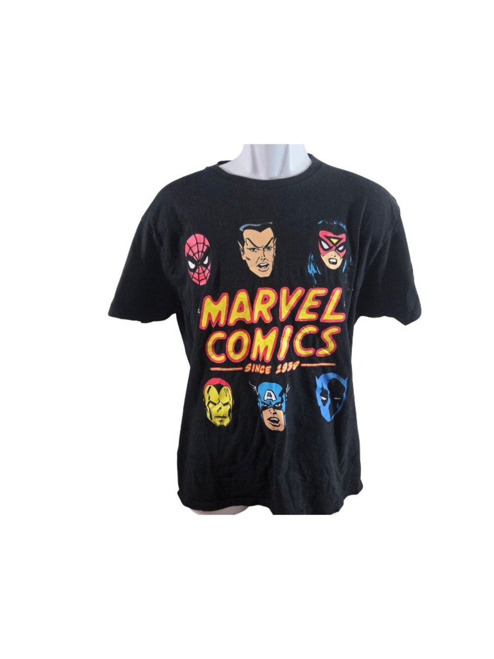 Marvel Comics Black T-Shirt Featuring Spider-Man Iron Man Captain America & More
